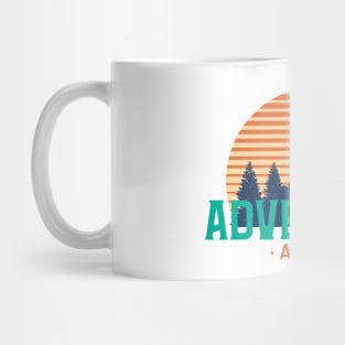 Adventure Awaits Retro Wolf Howling Mug